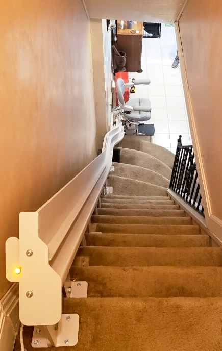 Curved stair lift installation in Harrisburg, PA