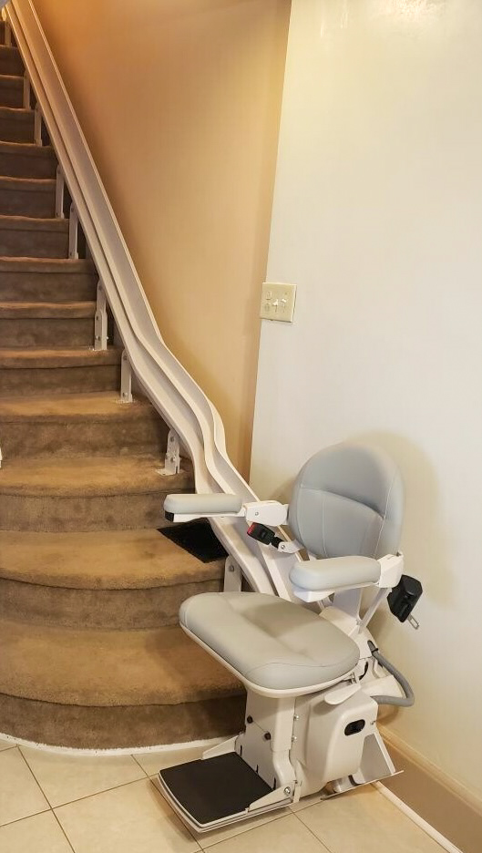 Finished installation of a curved stair lift in Harrisburg, PA