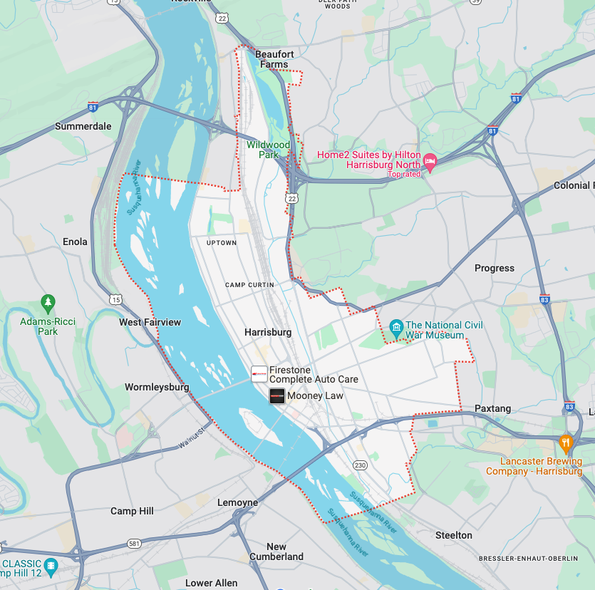 Map of Harrisburg city limits