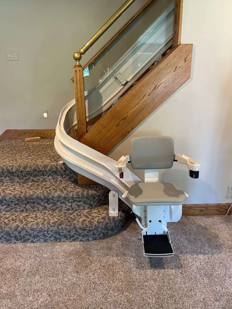 curved stair lift on staircase