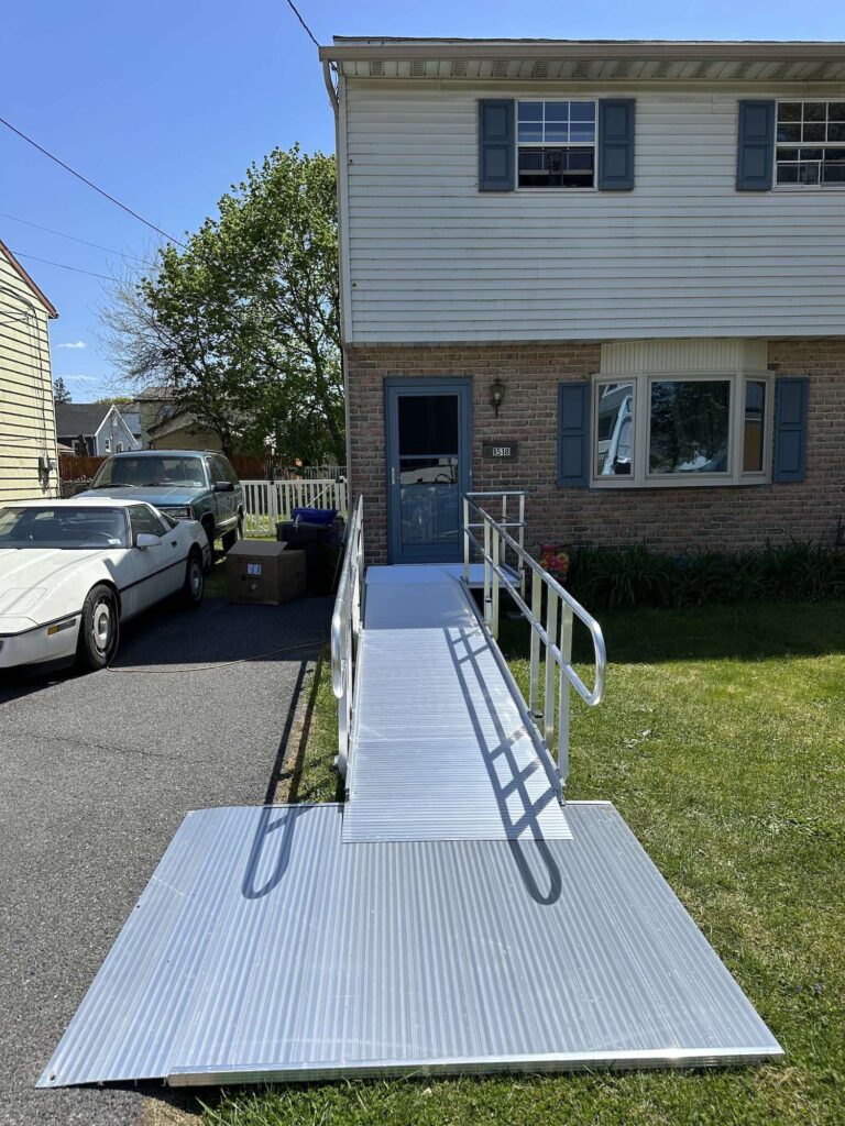 wheelchair ramp in front entrance of home